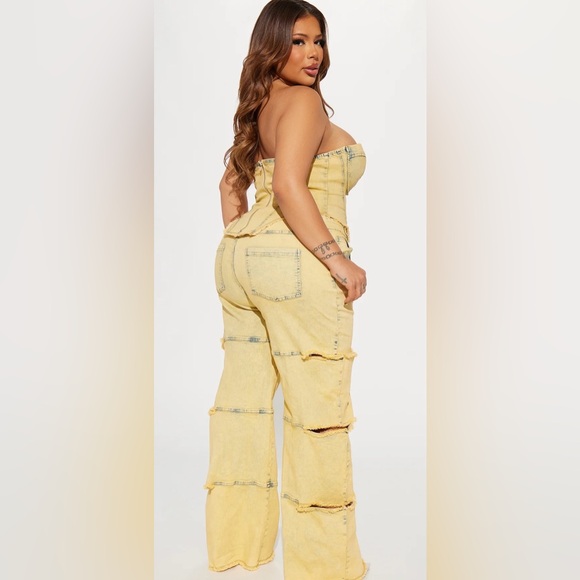 Fashion Nova Yellow Wide Leg Jumpsuit - Picture 4 of 4